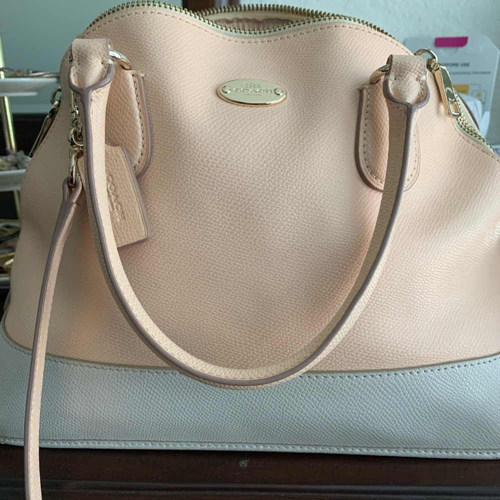 Coach peachy pink and white bowl bag